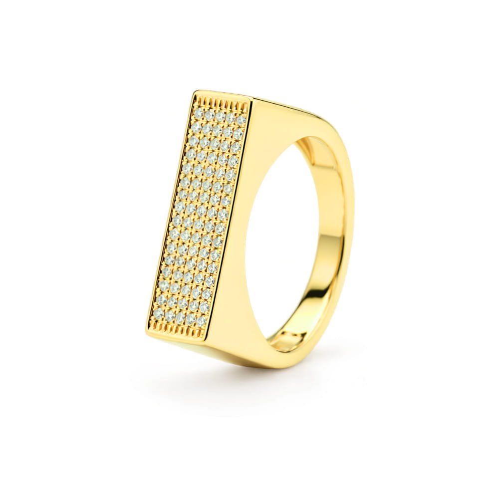 Luxury Jewelry Box Photo - Ring Pose 1 خاتم نسائي مطلي بالذهب مرصع بالكامل بأحجار براقة - الصورة 1